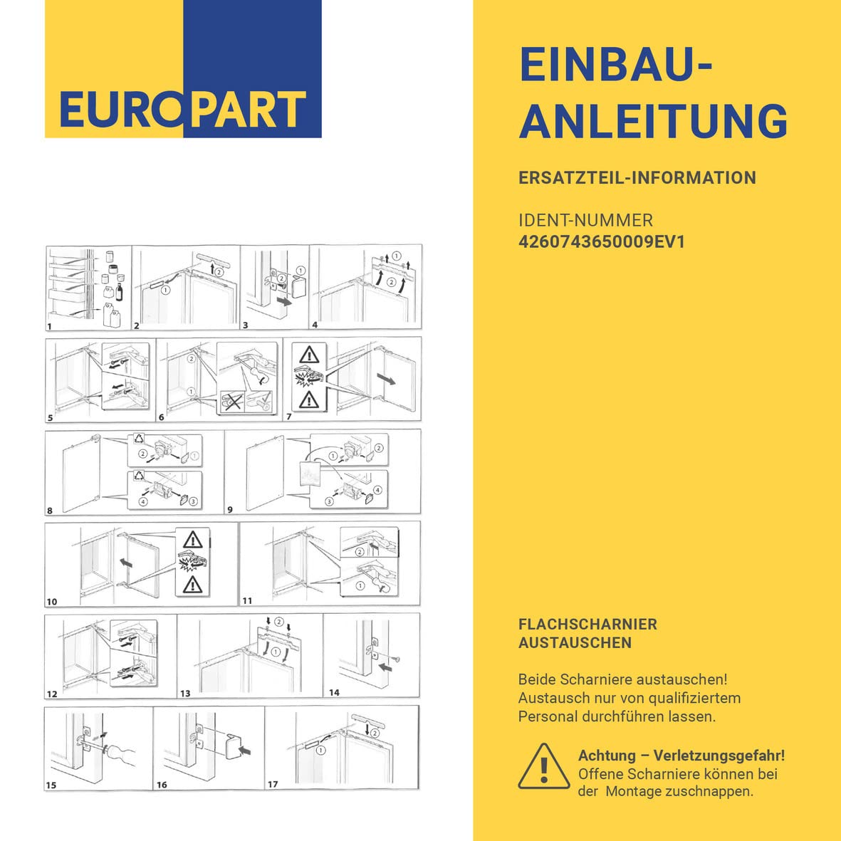 Europart Juego de bisagras para puerta Bosch 10052968 Frigorífico, Congelador, Frigorífico, Congelador, Plata