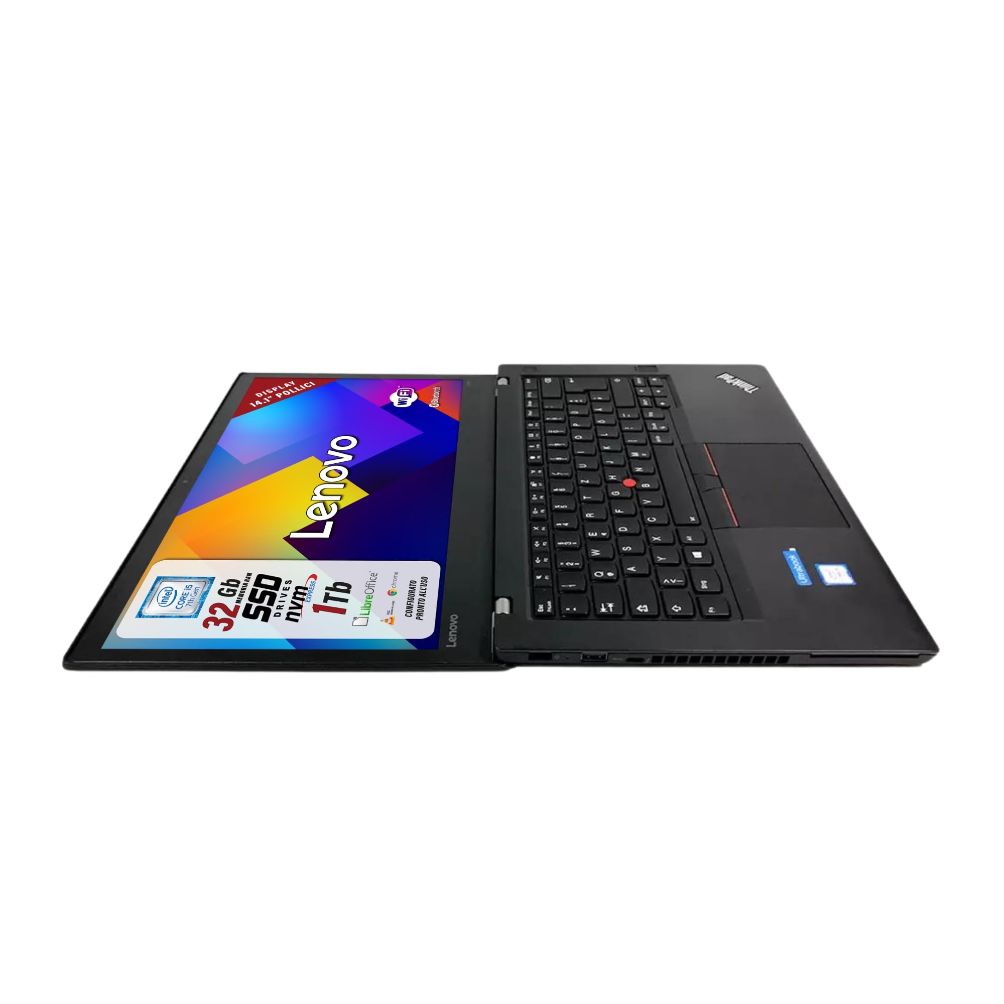 Lenovo Carbon X1, Pc Portatile Intel i5-5300U 2 Core 2.3Ghz, Ram 8Gb SSD 512Gb, Display 14.1" HD, Notebook Pronto all'uso con Libre Office, Win 11 (Ricondizionato)