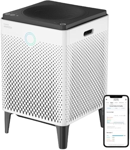 Coway Airmega 400S App-Enabled Smart Technology Compatible with Amazon Alexa True HEPA Air Purifier, Covers 1,560 sq.ft, White