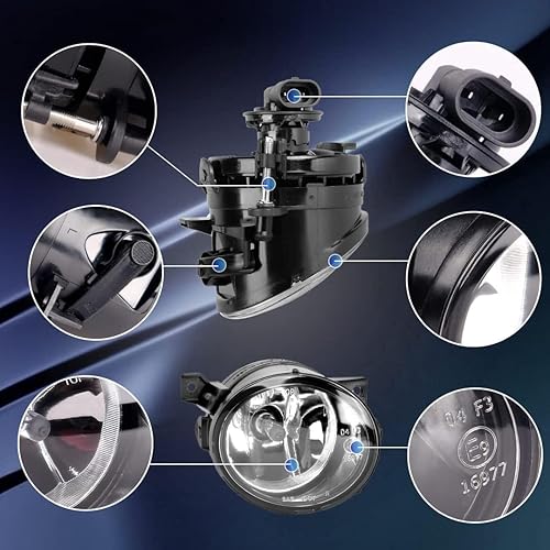 Miniatura 10 de Faros antiniebla para Volkswagen GTIVolkswagen Jetta 2006 2007 2008 2009 2010, repuesto premium (VW GTIJetta), 1 par (lente transparente)