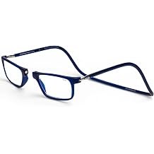 Clic Magnetic Reading Glasses - Adjustable Neck Hanging Readers - Secure Fit with Rigid Headband - Executive M-XL, Dark Matte Blue, 2.50