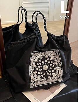 ☆韓国の人気☆【LOEUVRE】☆Sac de Etan.g☆バッグ☆関税込☆ Amazon.co.jp: 刺繍 エコバッグ L バンダナ柄 ブラック 韓国