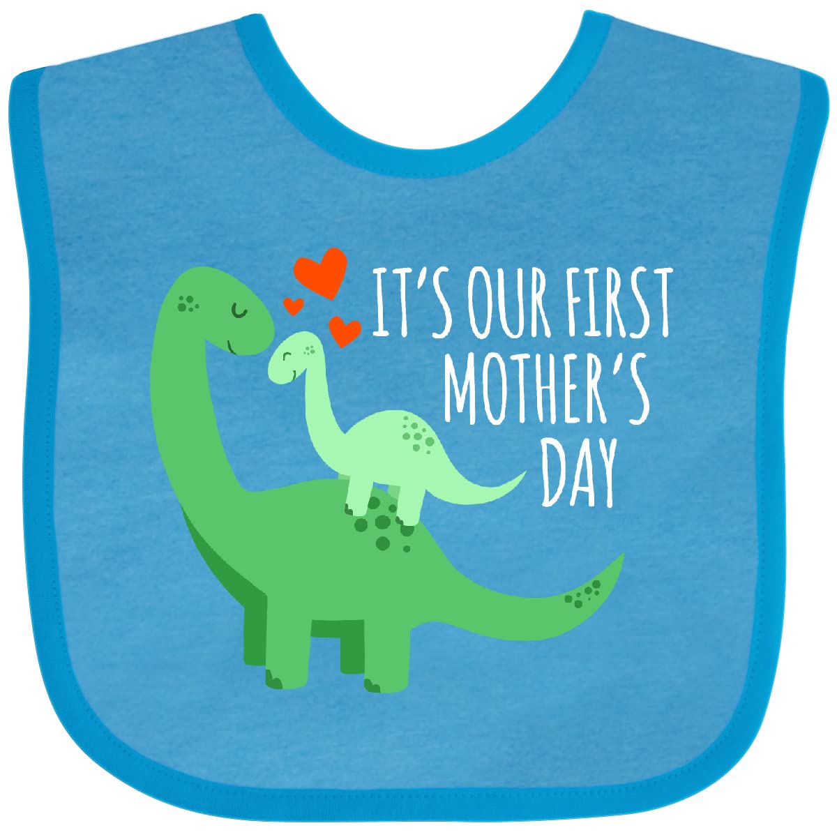 inktastic It's Our First Mother's Day Cute Dinosaur Family with Hearts Baby Bib