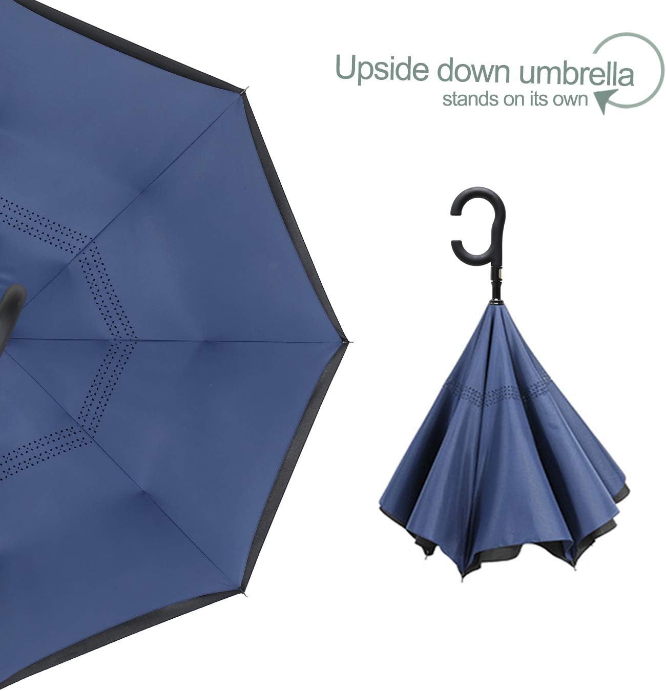 ZOMAKE Auto Open Inverted Umbrella Double Layer Reverse Umbrella, UV Protection Windproof Straight Umbrella Inside Out Umbrella for Car Rain Outdoor with C-Shaped Handle