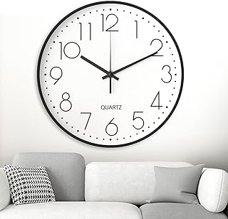 GIBOHOM Reloj de Pared, 20 cm Reloj Pared Silencioso, Reloj de Cocina Pared Redondo, Fácil de Leer Sin Tictac, Wall Clock ...