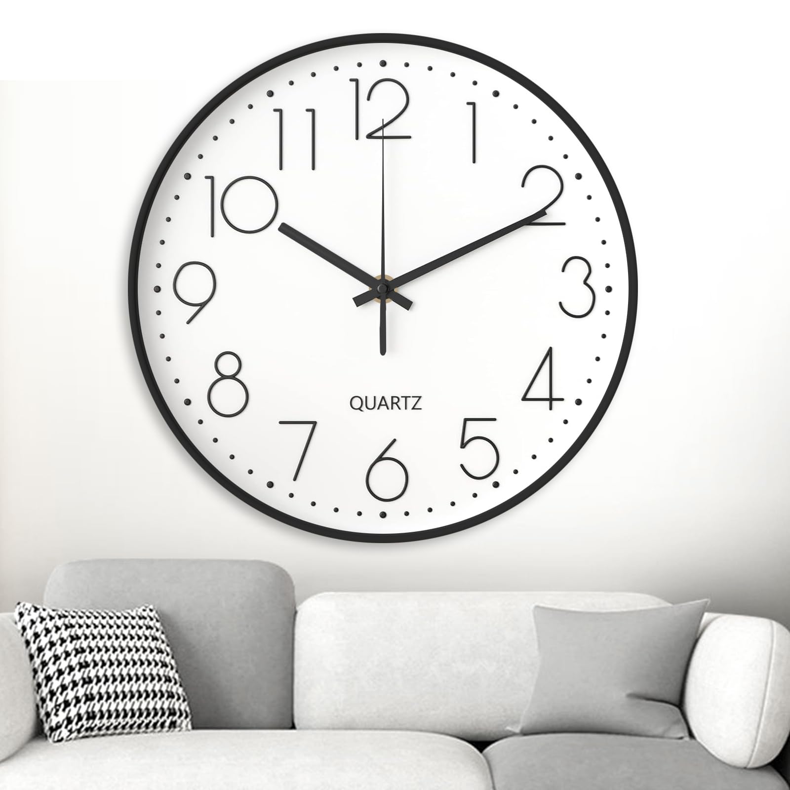 GIBOHOM Horloge Murale Silencieuse 20 cm Pendule Ronde Décorative Quartz pour Maison Cuisine Bureau