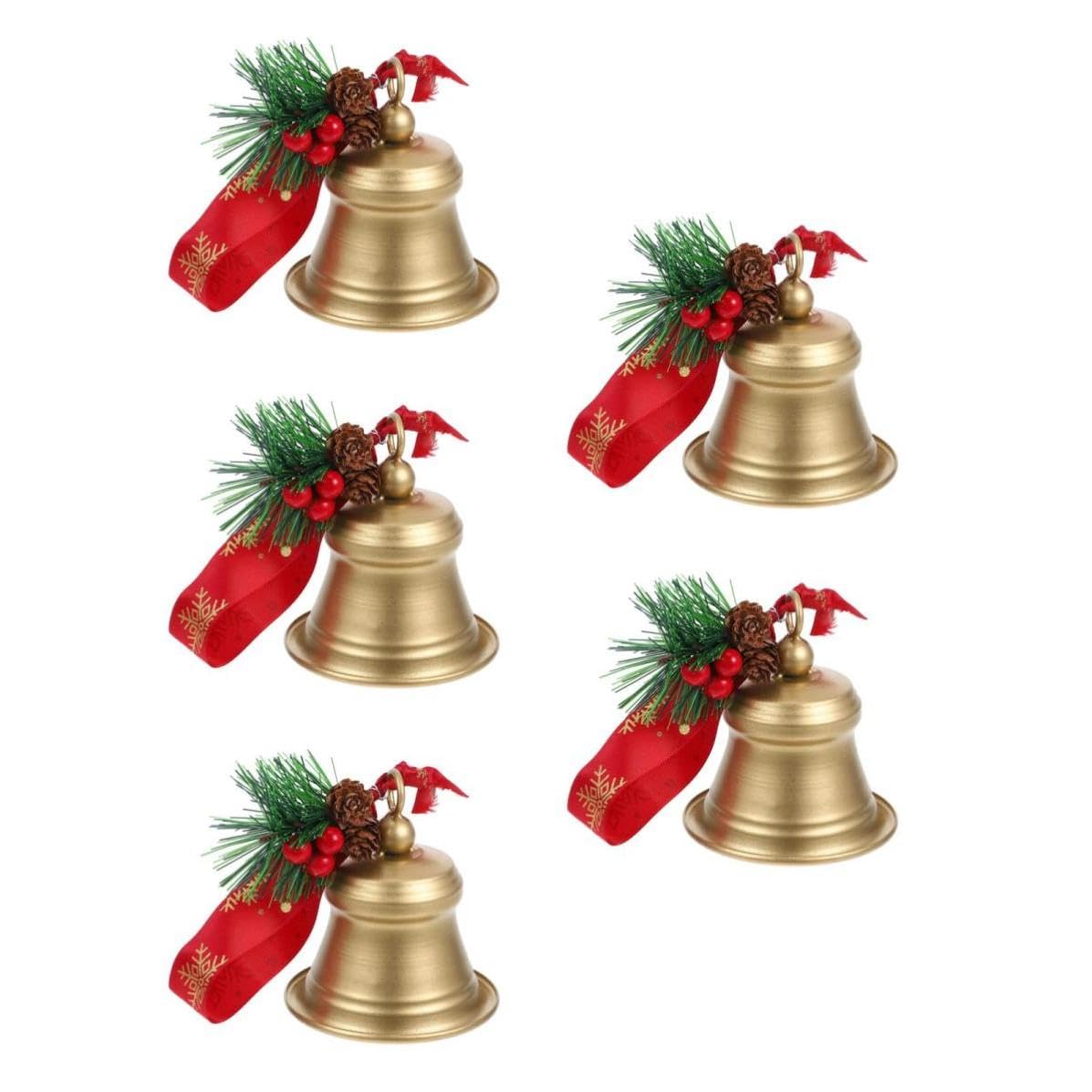 Toyvian 5 Pezzi Campanella Natalizia in Ferro Oro, Decorazione Rustica