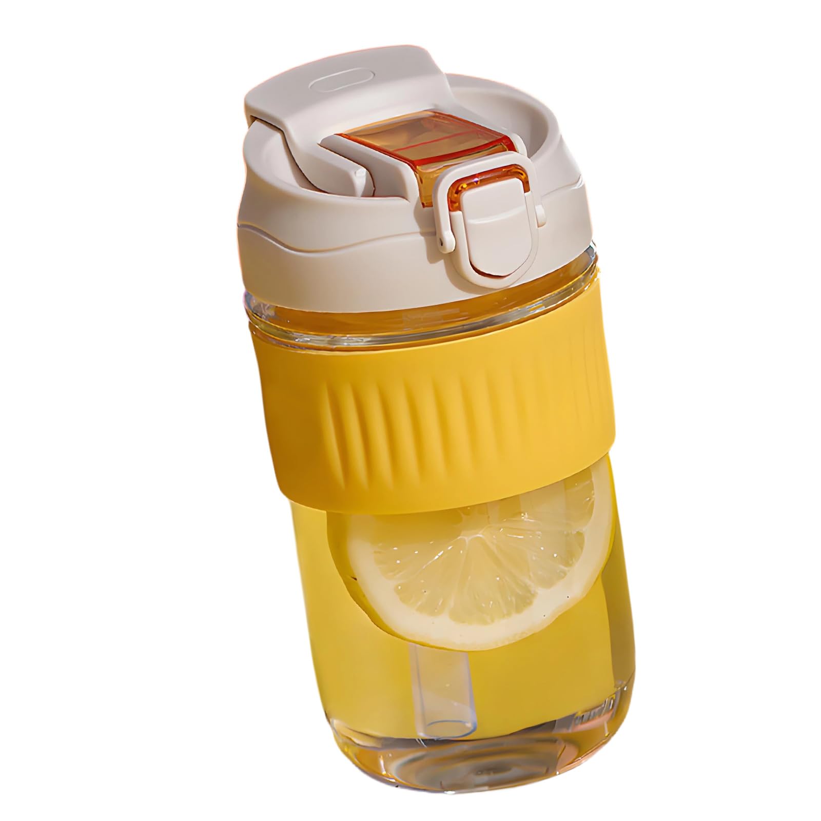 Mekalero Glass Drinking Vessel with Silicone Sleeve Water Bottle with Leakproof Lid Suitable for Offices or Gym Strong Glass Beverage Container