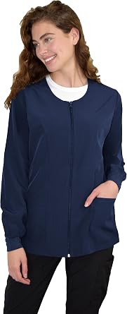 Green Town Scrubs for Women Warm-Up Scrub Jacket - Zip Front, 3 Pockets, Easy Care Uniforms