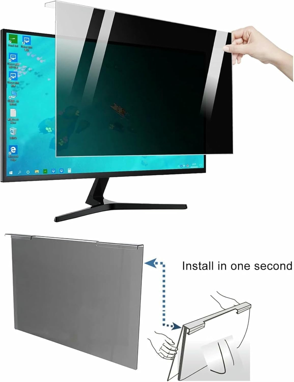 21-Inch Privacy Screen Protector – Frame Hanging Anti-Blue Light & Anti-Glare Filter for Widescreen Computer Monitors