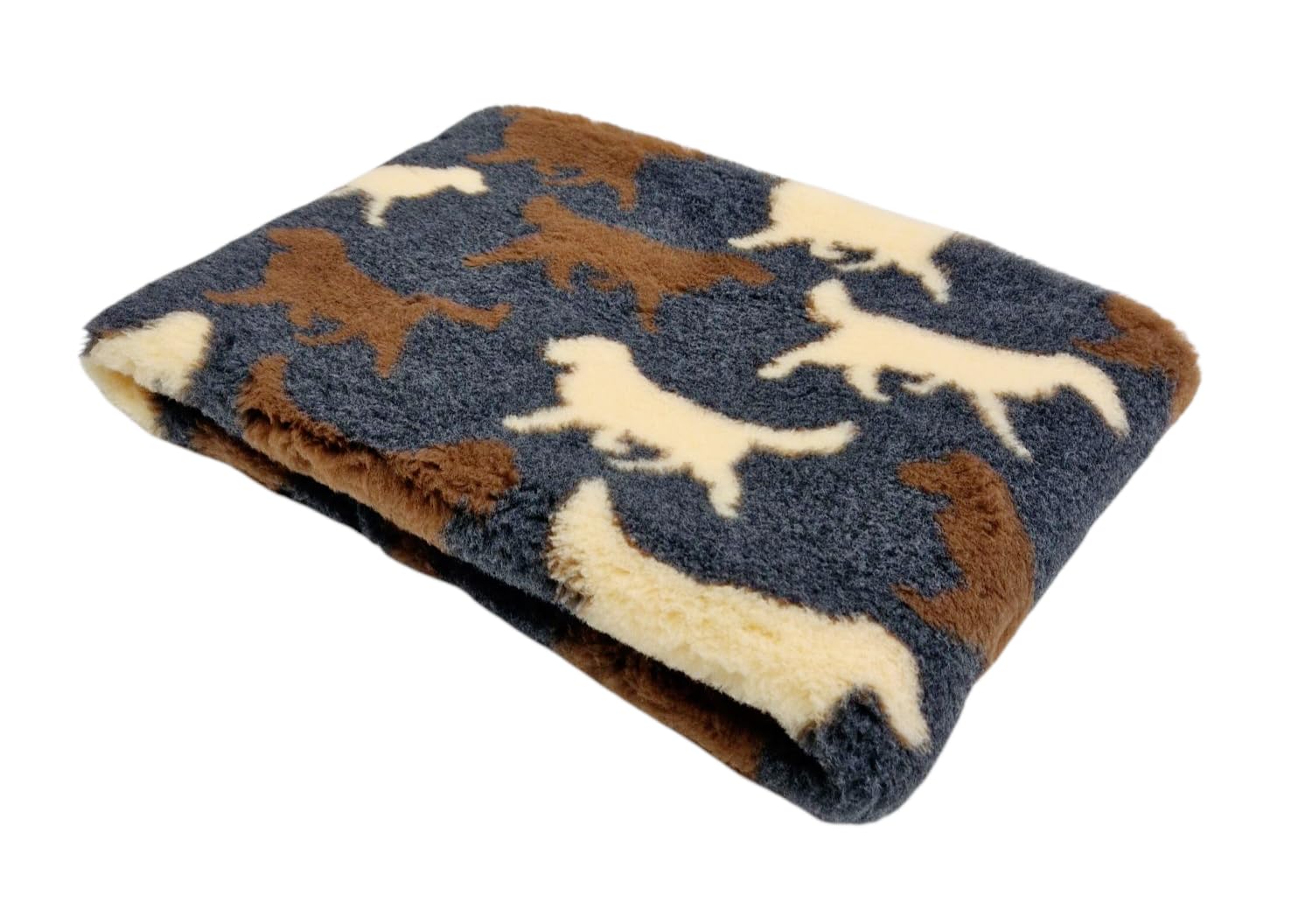 WOOF AND PUP | Non Slip Vet Bedding | Grey, Brown & Beige Retriever Pattern | Machine Washable | UK Manufactured | Non-slip | Dog Bed | Whelping | Vet bed (Small 50cm x 75cm (20" x 30"))