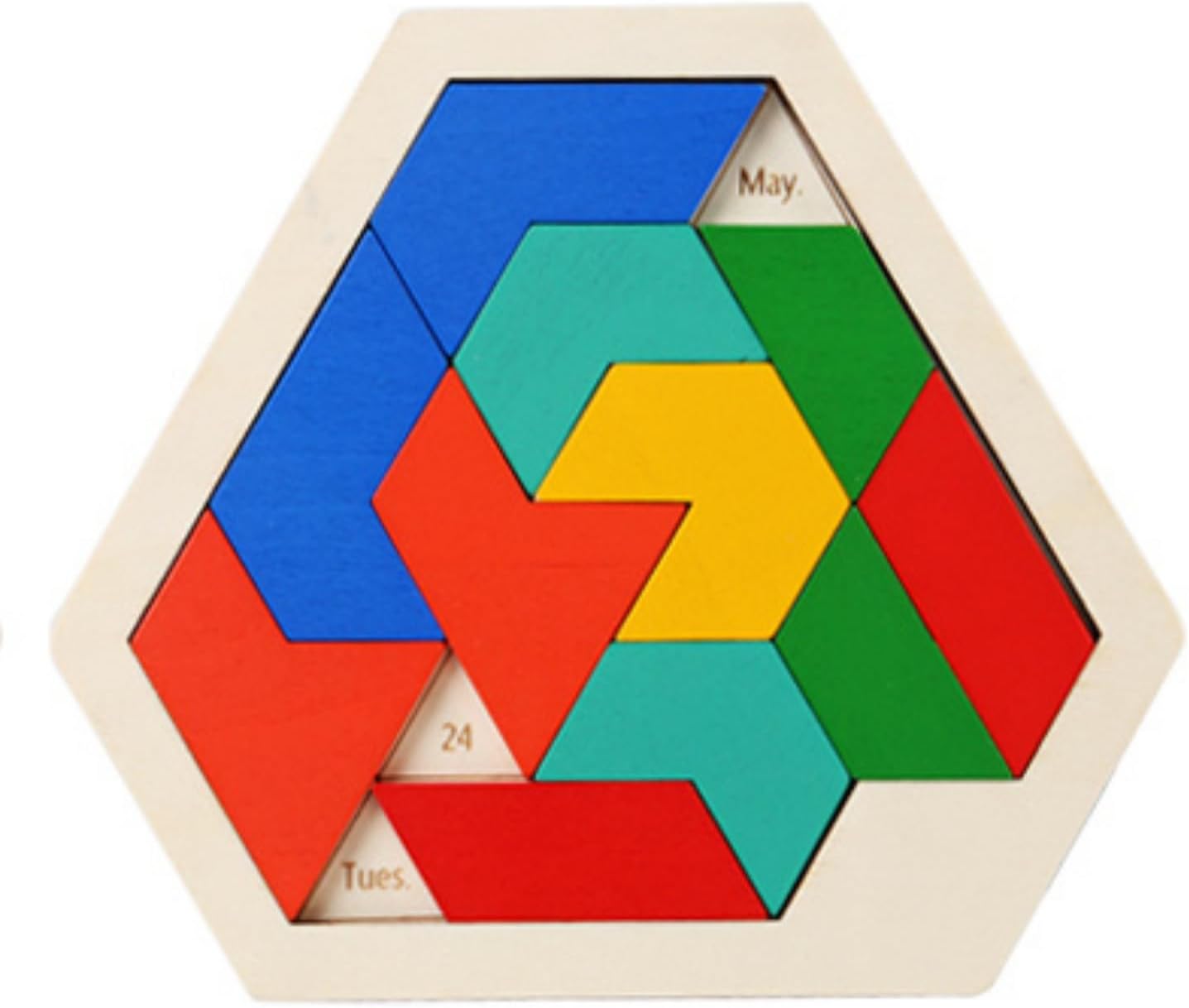 Cubelelo Geometric Weekday Calendar Puzzle | A-Puzzle-A-Day | Premium Wooden Challenging Hexagon Shape Tetris Tangram Brain Storming Toy for Kids & Adults | Ideal Gift for Ages 3 and Above
