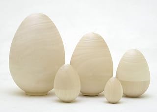 Golden Cockerel Made in Russia Blank Wooden Nesting Eggs 5pc./4” Unpainted Ready to Paint Matryoshka Russian Eggs 100% Guaranteed!
