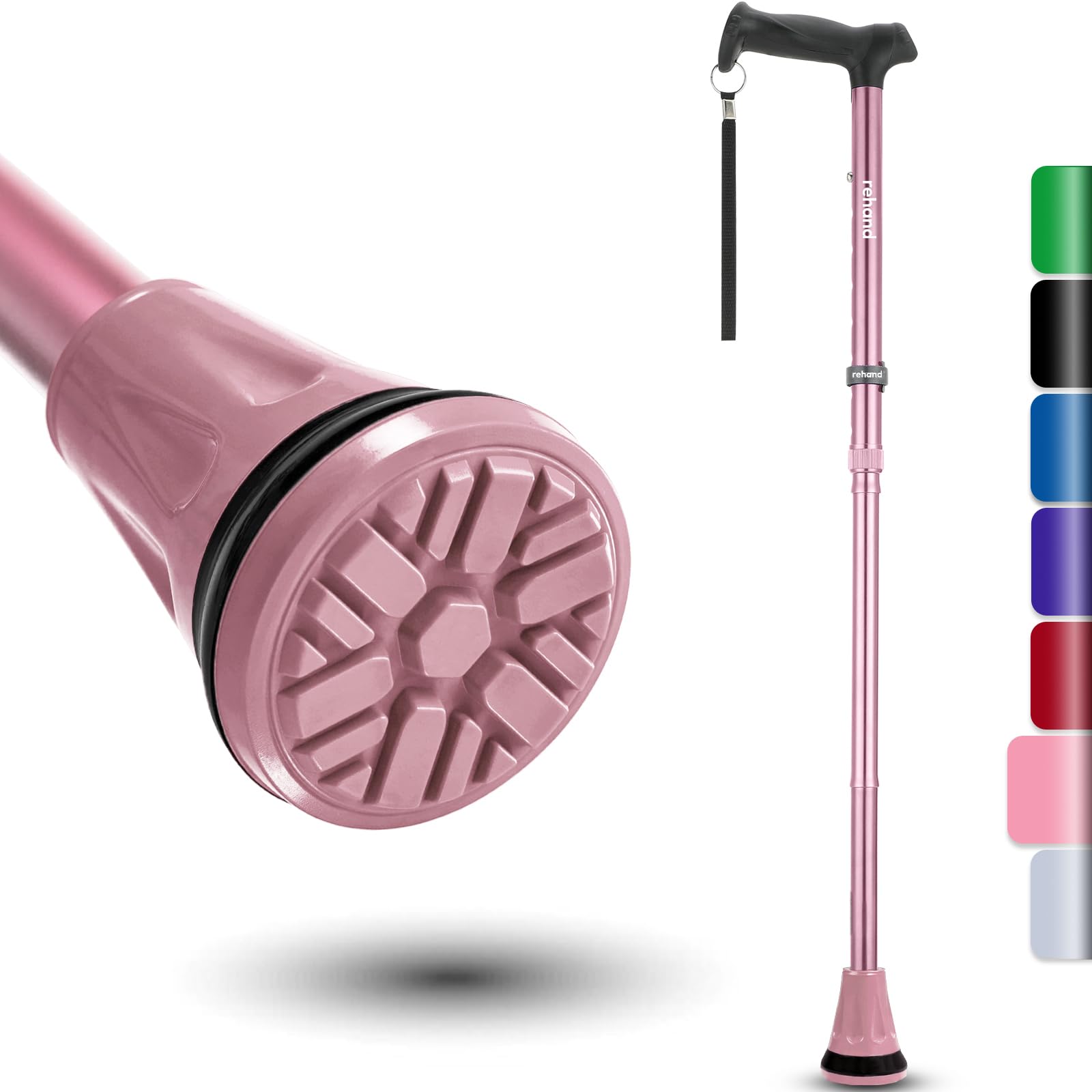 REHAND Walking Cane - Foldable, Adjustable, Collapsible Walking Canes for Men & Women, Heavy Duty All Terrain Tip, with Travel Bag | Walking Sticks for Seniors & Adults — Amazon image 10