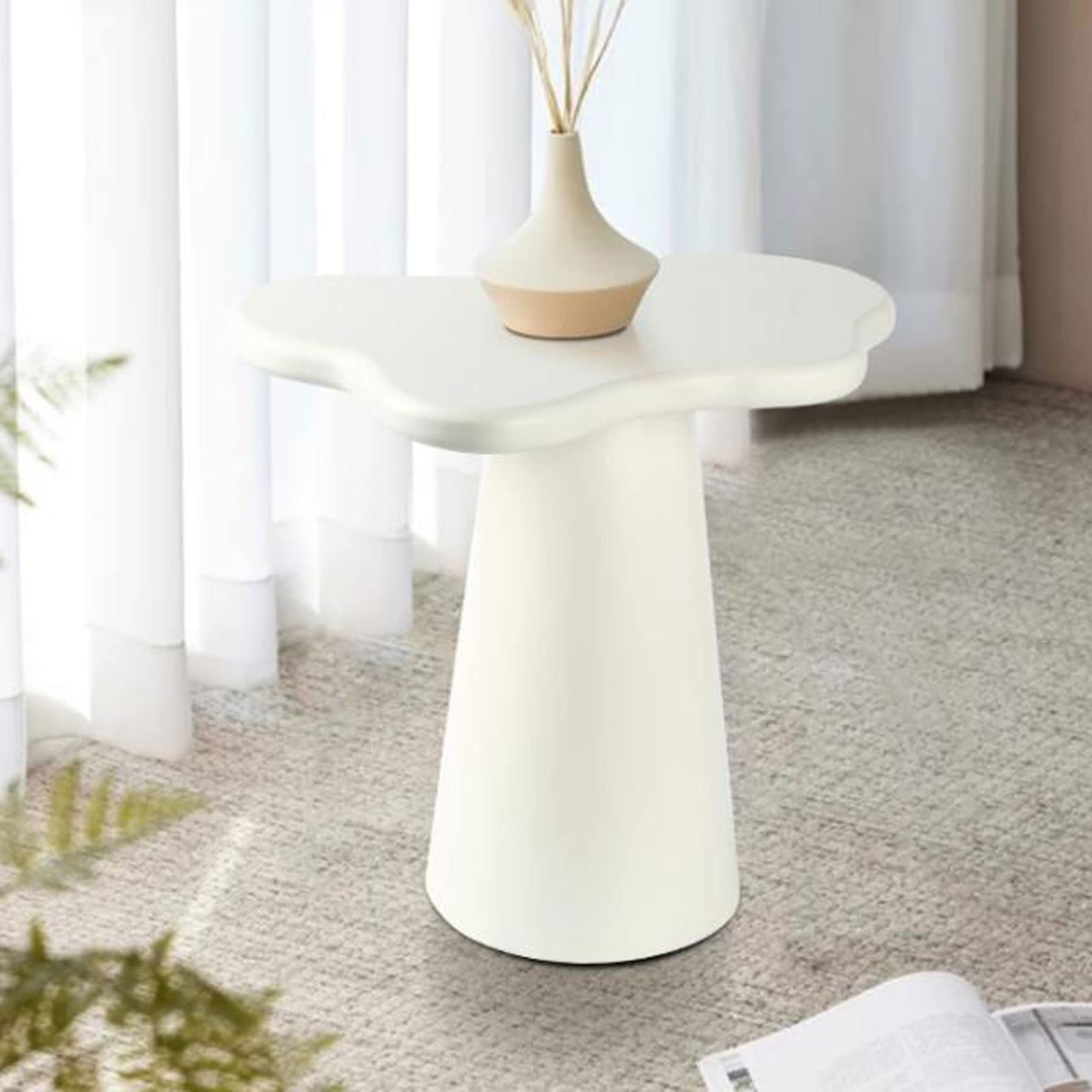 Tavolino HOMPUS A Forma Di Clessidra: Comodino Moderno In Magnesia Grigio 27,9x38,1 Cm Per Soggiorno, Balcone E Esterno, Già Montato