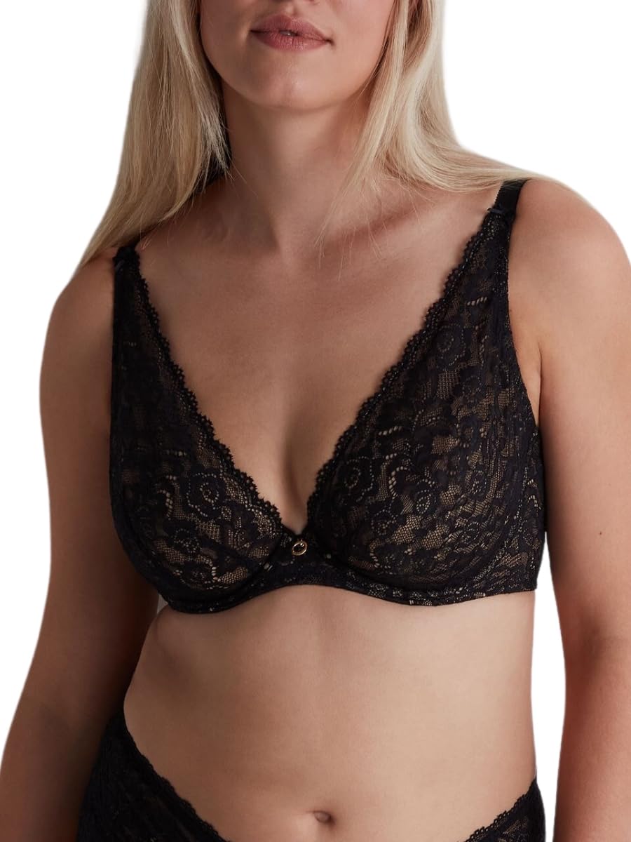 Aubade Rosessence Care Triangle Plunge Bra Black Black 32D