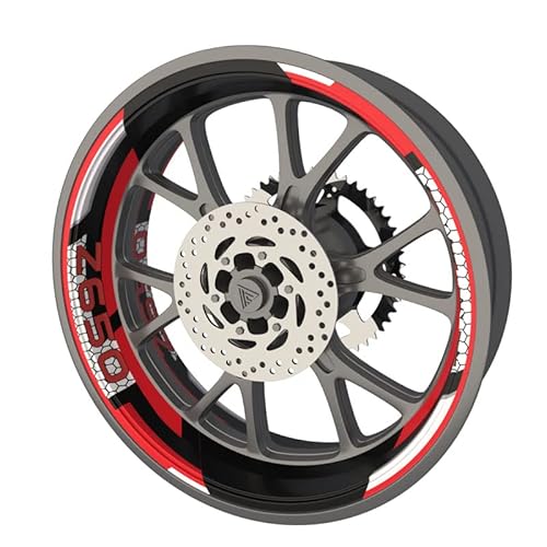 Felgenrandaufkleber für Motorrad Kawasaki Ninja Z650 Premium Qualität (Aufkleber für 2 Räder) (Rot)