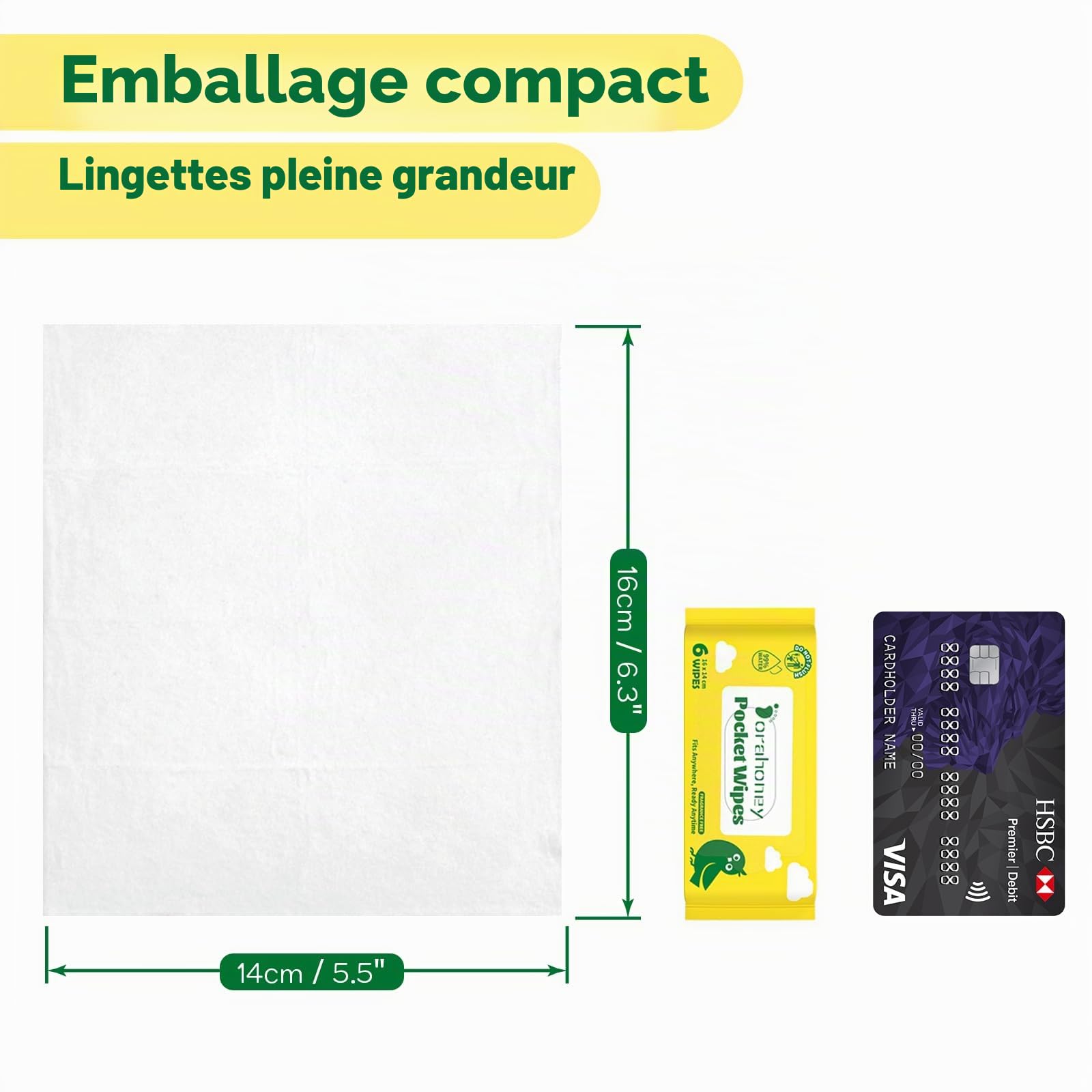 Lingettes Humides Voyage – Lingettes pour les Mains, Visage et Corps, 99% d’Eau, Sans Parfum, Hypoallergéniques pour Peaux Sensibles – Bébés, Enfants, Adultes – Lot de 8 (48 Lingettes)