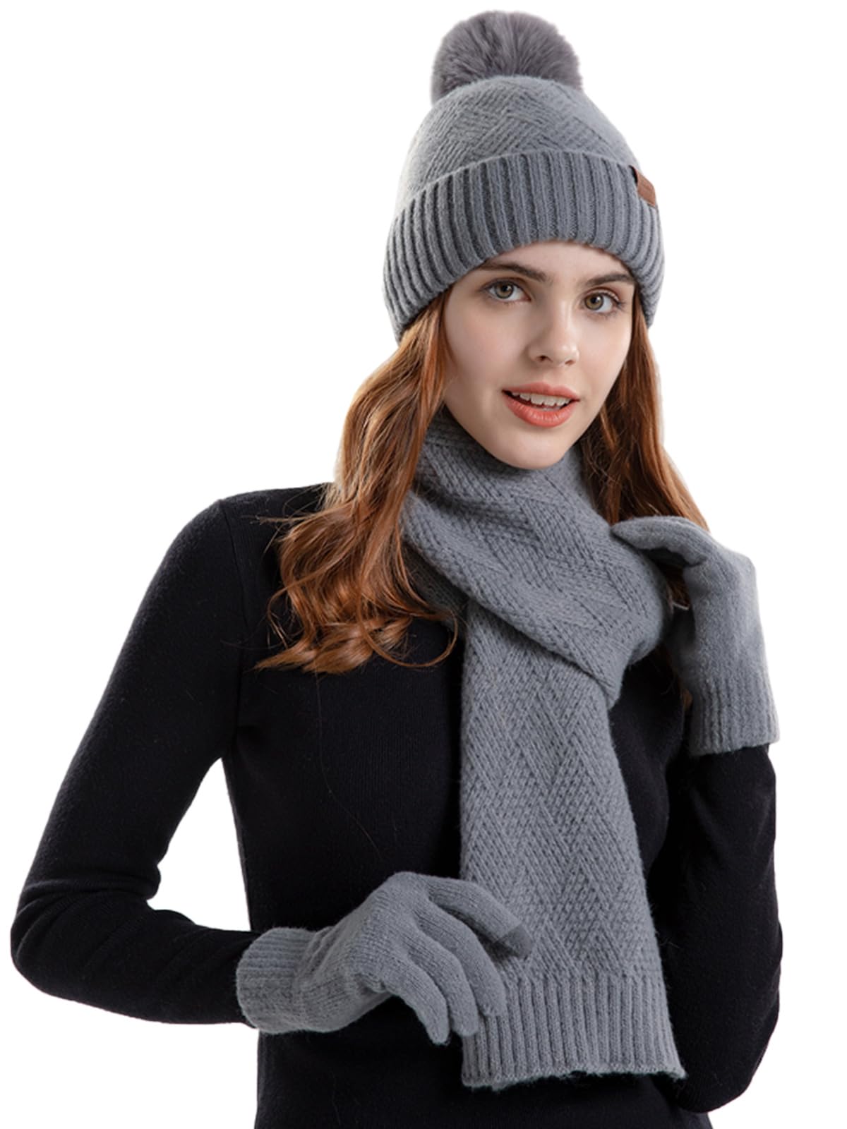 Fjnbbiot Ensemble De Gants En Laine Avec Bonnet, écharpe, Gants