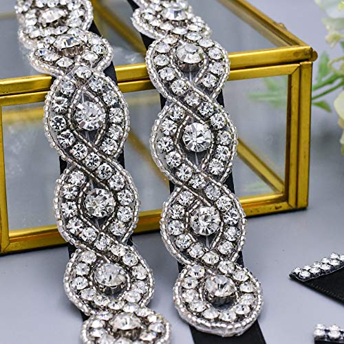 Azaleas Women's Shiny Beaded Bridal Sashes Belt Wedding Belts Sash With Crystal Black One Size #TOP4