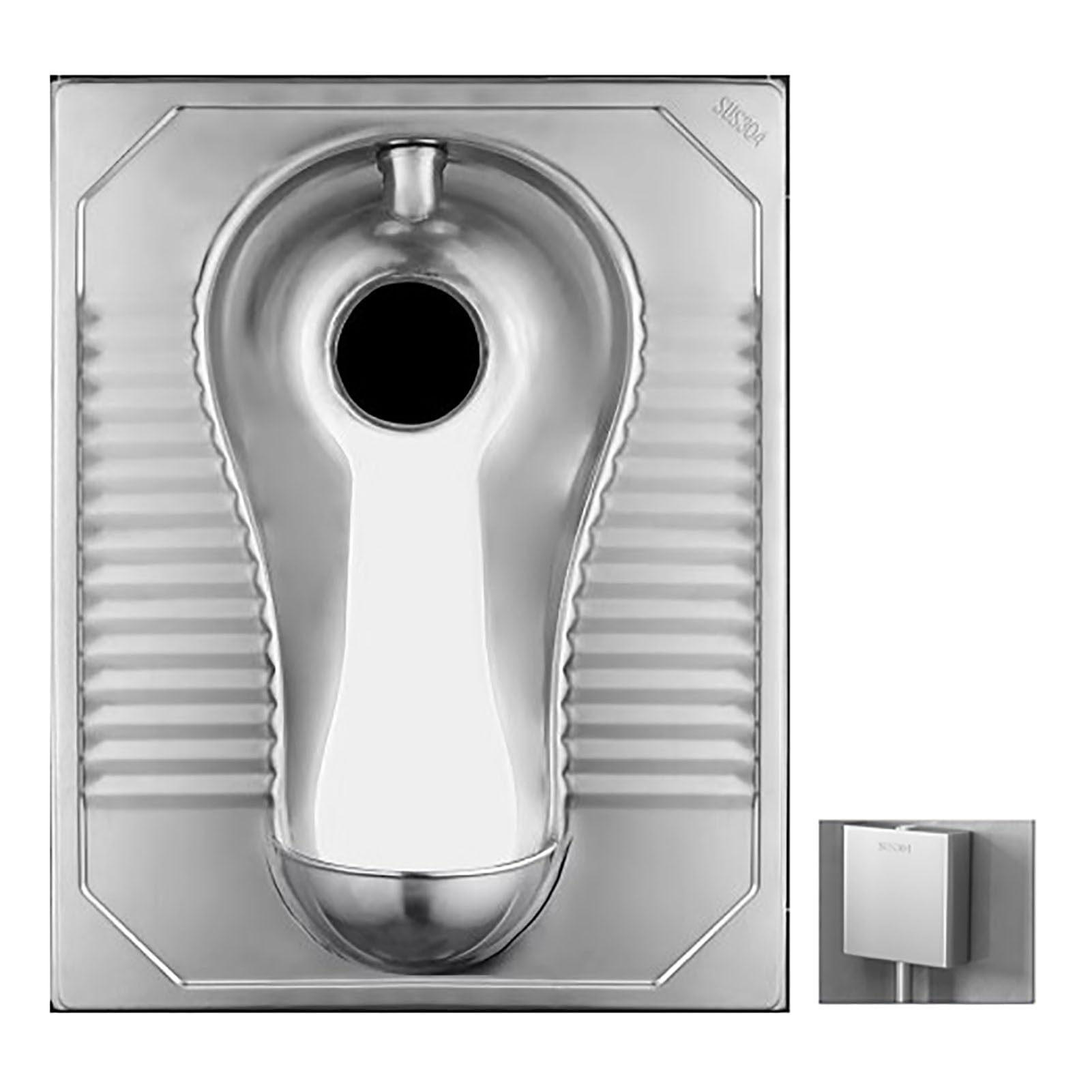 VAYEODEYU 304 Stainless Steel Squat Toilet Odor-Proof High Pressure Flush for Public Restrooms(E)