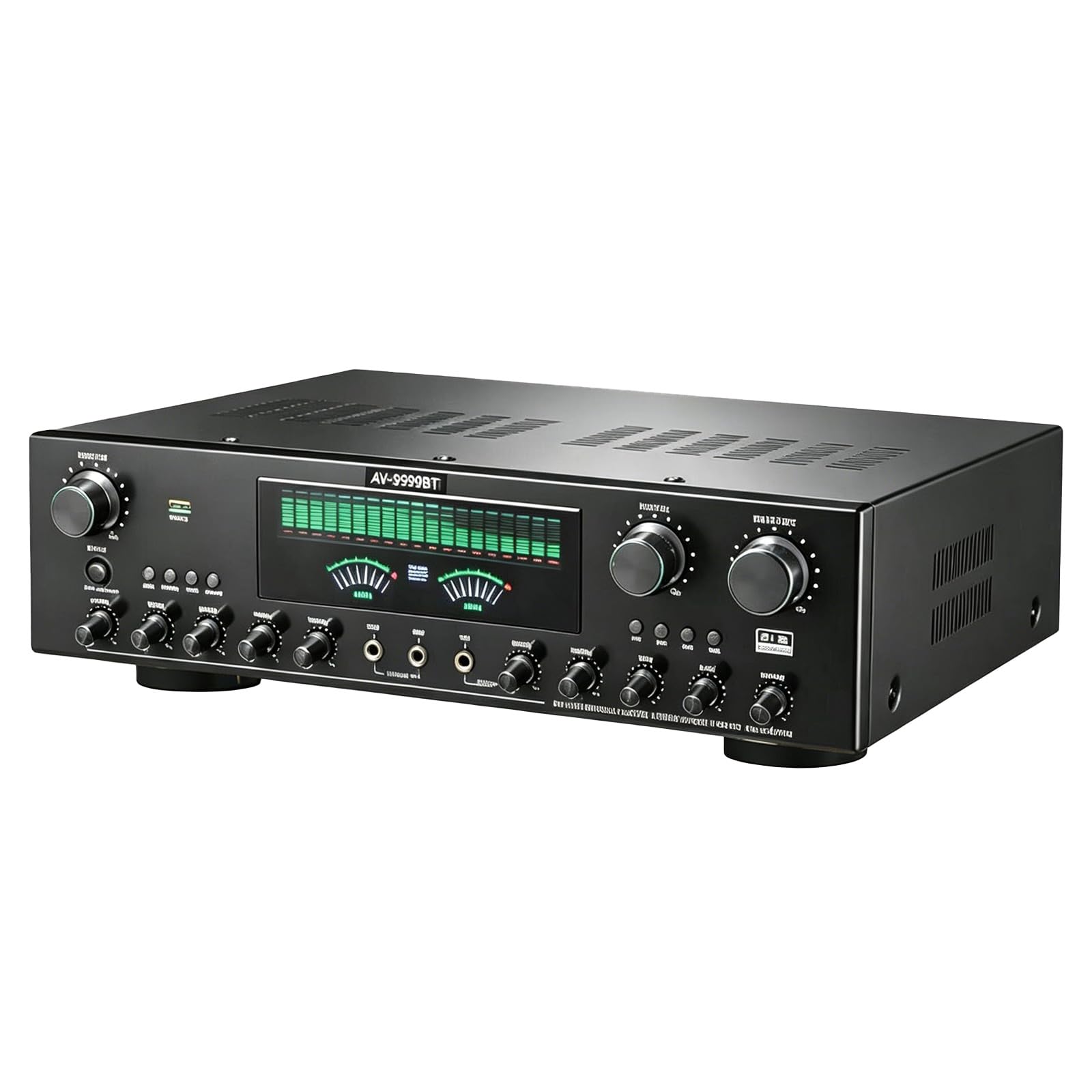 Wzmacniacz audio stereo 7.1, wzmacniacz Bluetooth 6.0 HiFi z podwójnym dynamicznym ekranem, obsługa wejścia DVD/CD/AUX, radio FM, regulacja głośności, do głośników domowych i karaoke