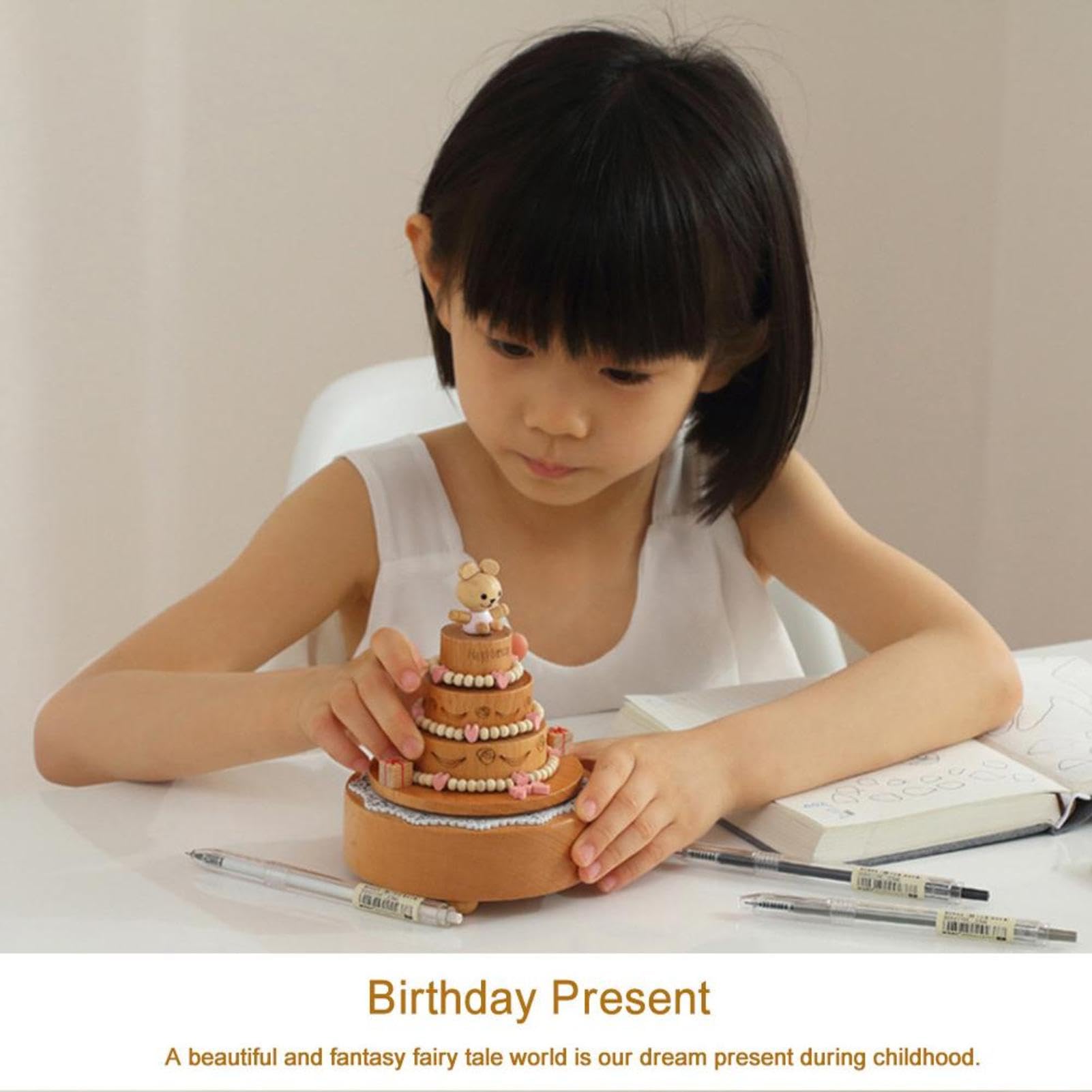 Carillon per bambini, carillon in legno | Scatola musicale per ballerina | del castello di Clockwork - Simpatici giocattoli interattivi per culla con musica leggera per la scuola materna, giocattoli p