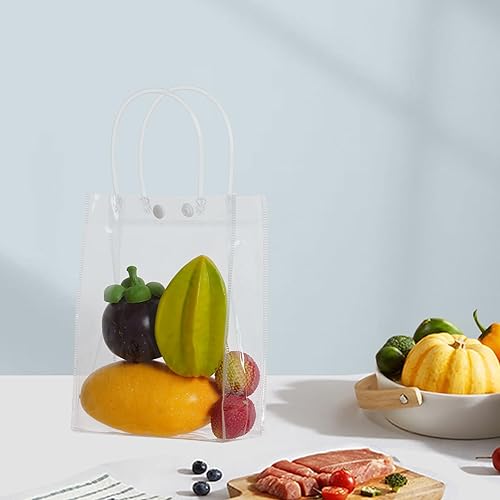 Miniatura 6 de 25 bolsas de regalo de PVC transparente con asas, pequeñas bolsas de plástico transparentes, bolsas de compras reutilizables para bolsas de dulces