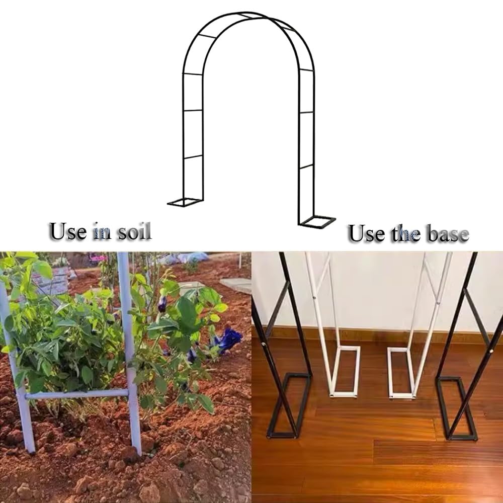 Pérgola de jardín metálica con Arco para Enredaderas y Rosales - Cenador Blanco, Bodas - Dimensiones: 80-350 cm de Ancho, 280 x 220 cm (9,2 x 7,2 pies) - Soporte para Plantas d