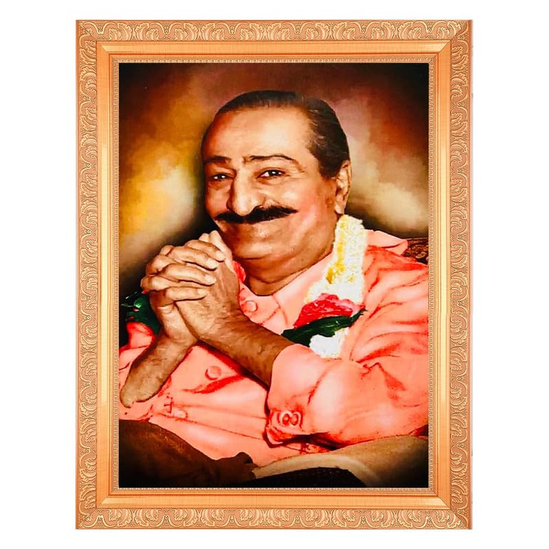 Photo Meher Baba image sacrée sous cadre doré pour dévotion