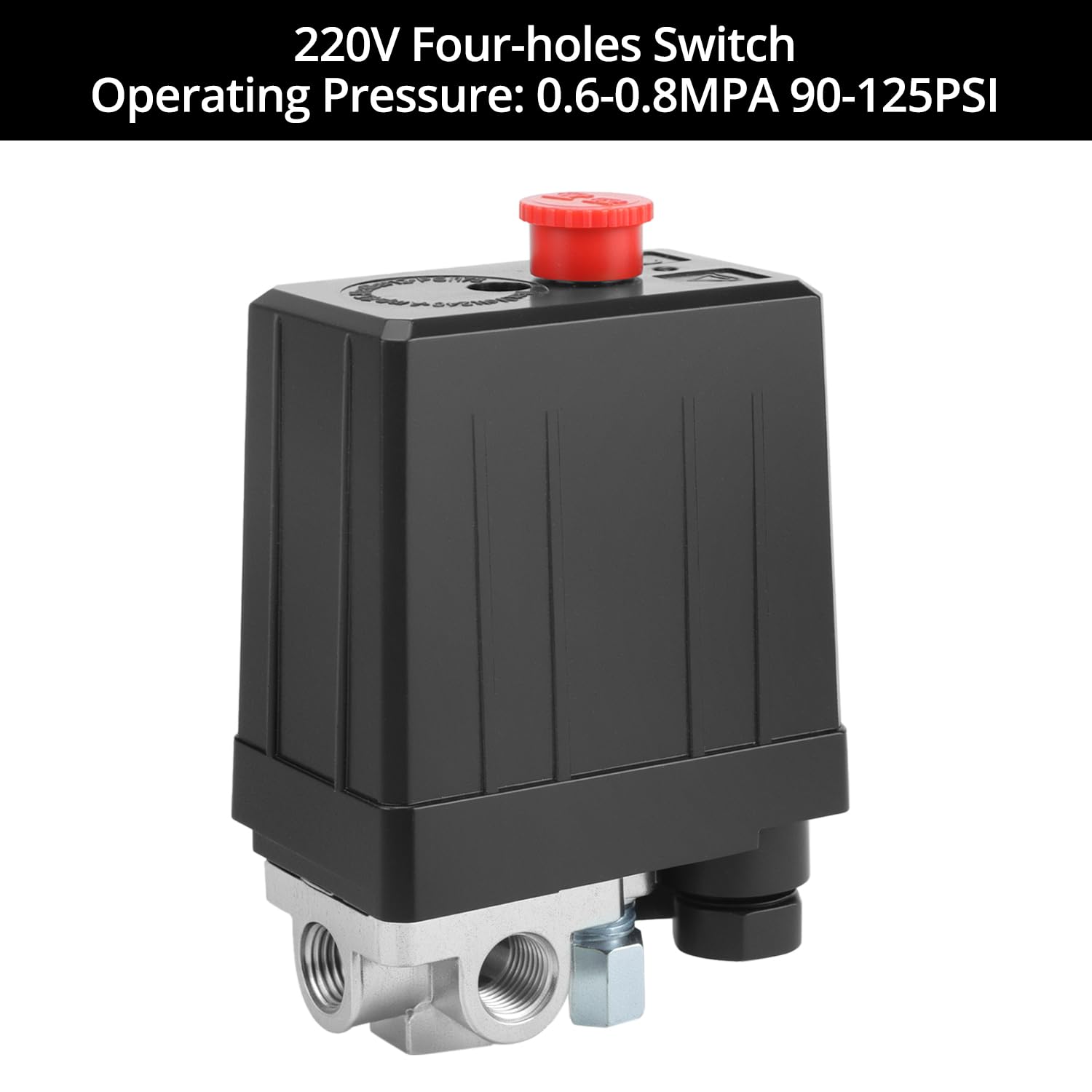 QWORK® 4-drożny przełącznik ciśnienia sprężarki powietrza, przełącznik ciśnienia 220 V, zawór sterujący sprężarki powietrza
