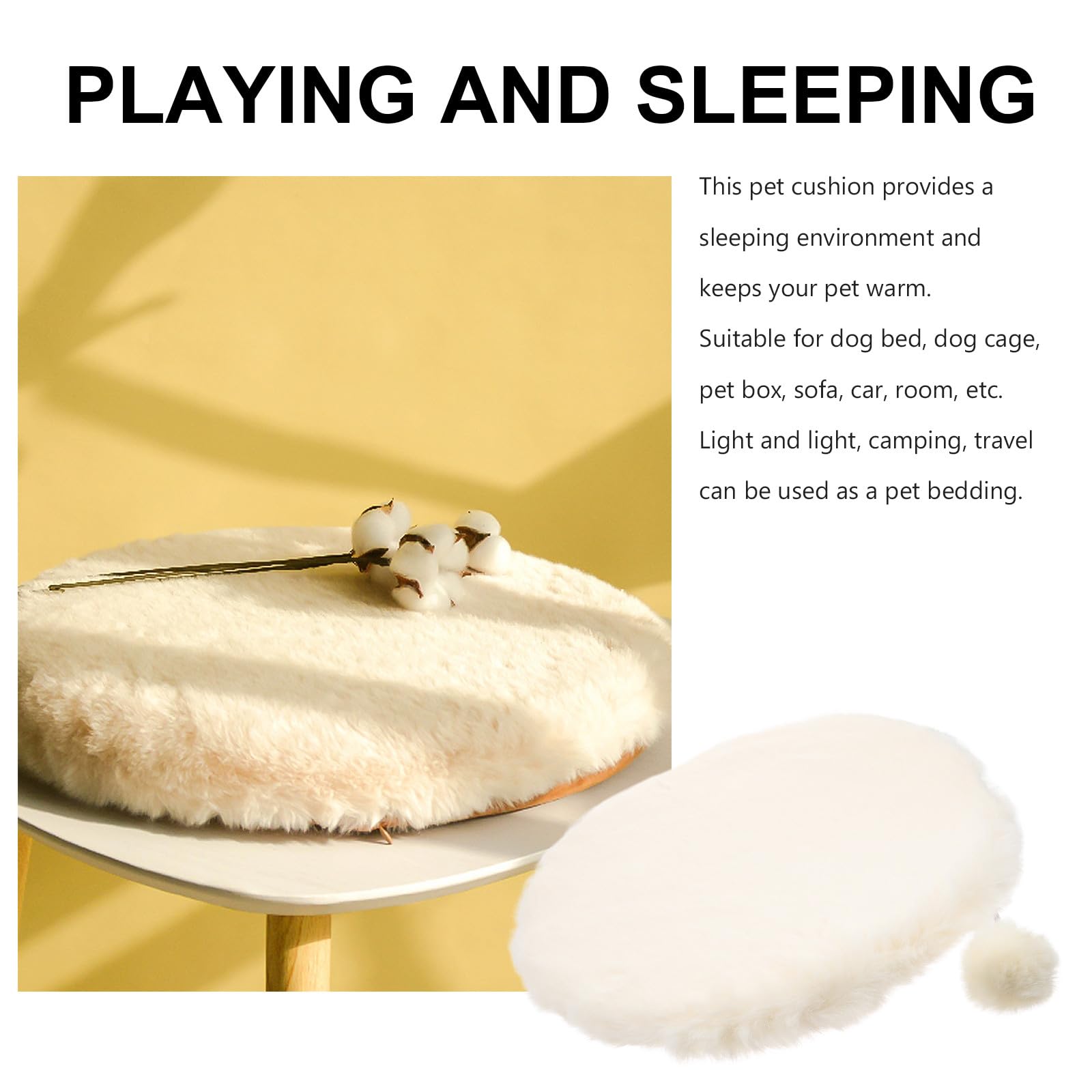 Toyvian Materassino Gatto in Peluche Bianco Funzione Antiscivolo, Cuscino Riscaldante per Dormire e Relax del Gatto, per Kit e Momenti di Gioco