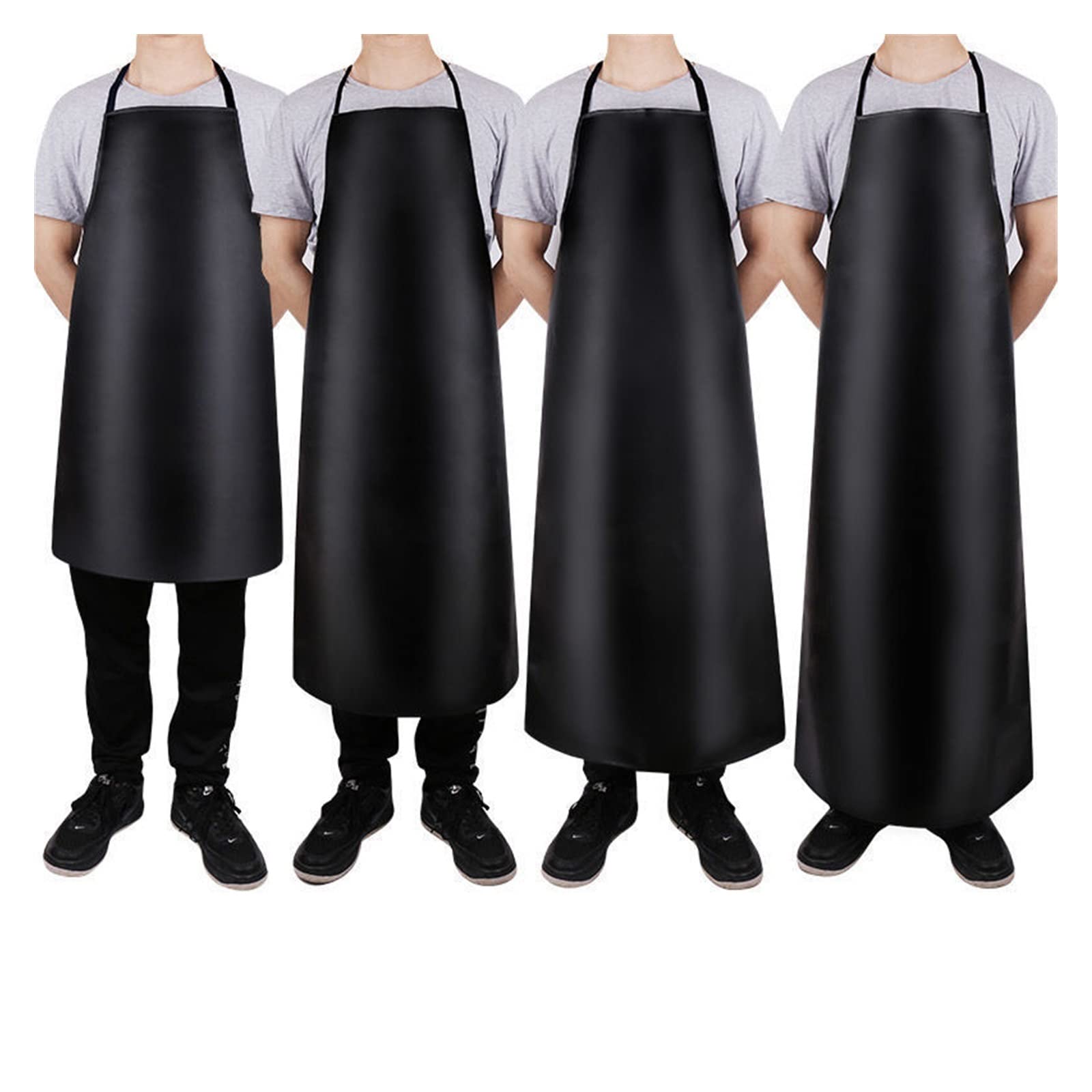 IOFIT Delantal impermeable de cuero PU, delantal de restaurante resistente a las manchas grueso y extendido, delantal negro limpio 1