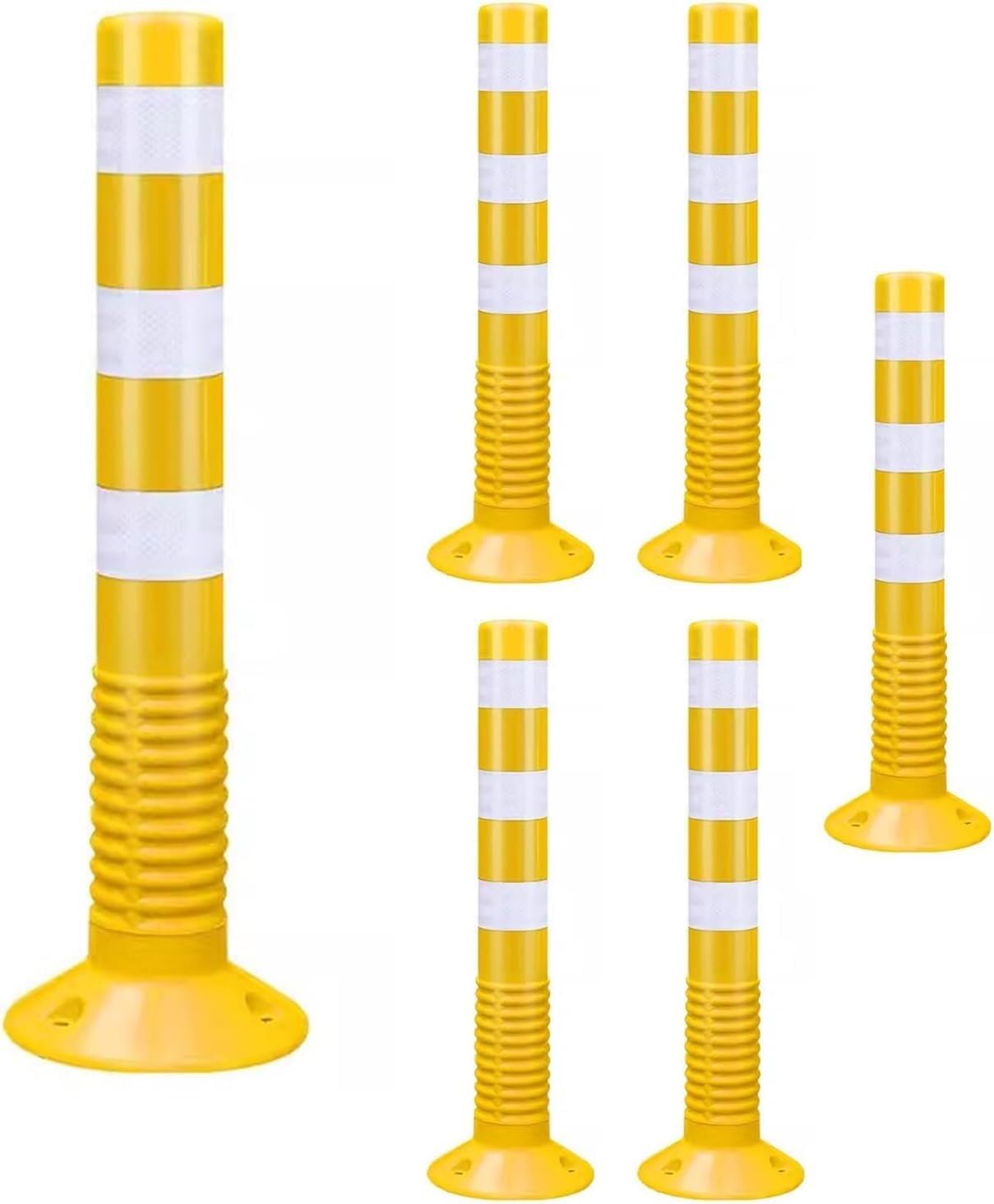 GHHVFEC Traffic Safety Ber Soft Rubber Park Bollard Reflective Cones Yellow Traffic Posts Sturdy Road Block Safety Markers for Parking and Event Management