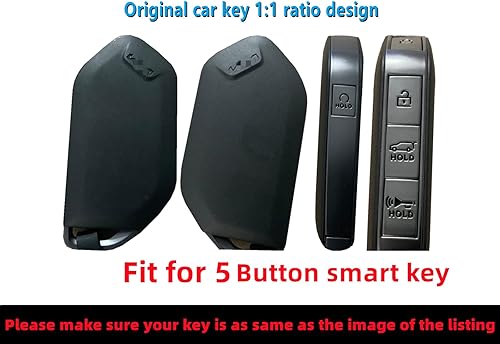 Miniatura 3 de Funda para llavero de poliuretano termoplástico (TPU) compatible con Kia Telluride 2023 2024 (negroblanco, 5 botones)