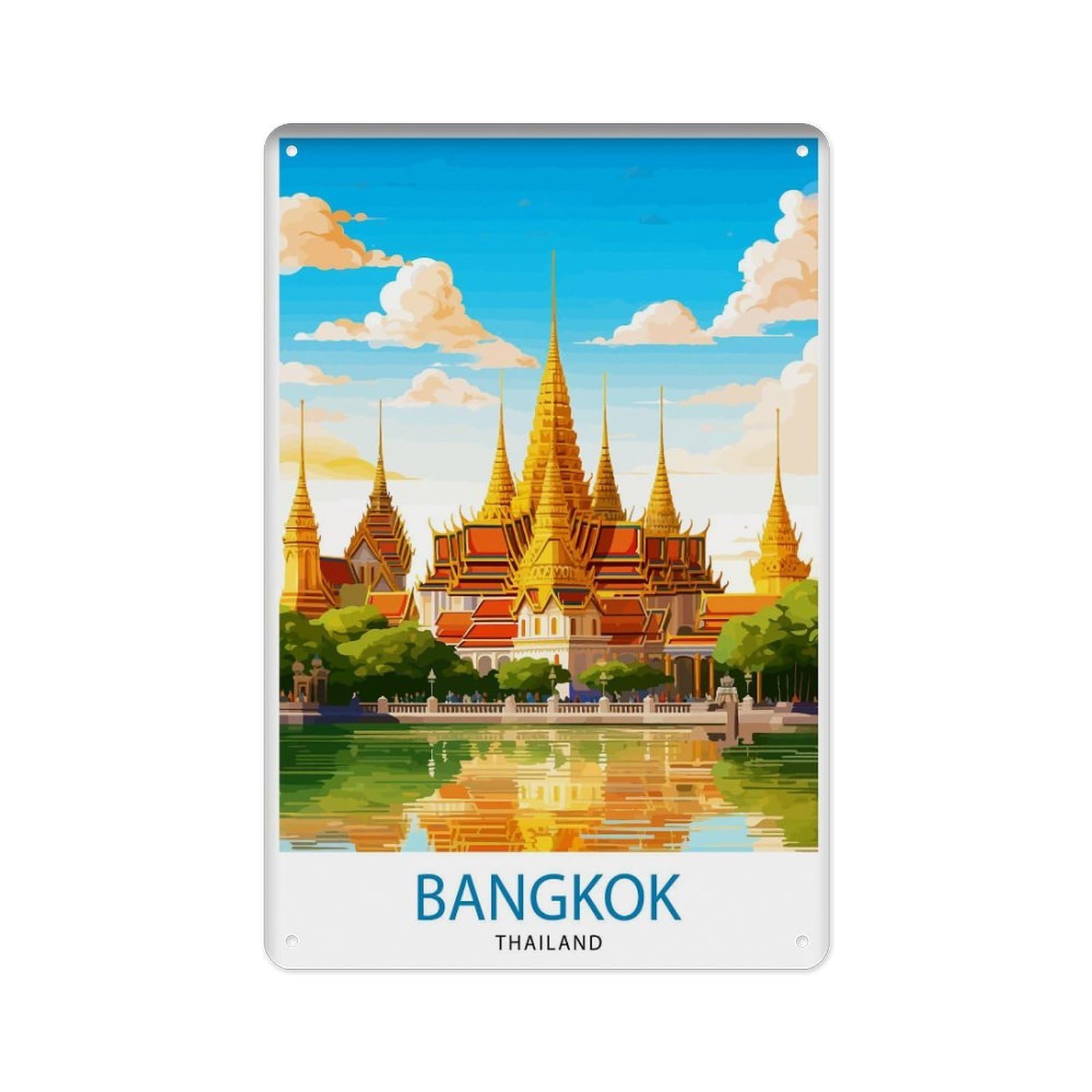 peiyeety Metal Tin Sign Bangkok Thailand Travel Poster Bangkok Wall Decor Bangkok Home Decor Bangkok Travel Poster Gift from Thailand (3) 8 X 12 Inch