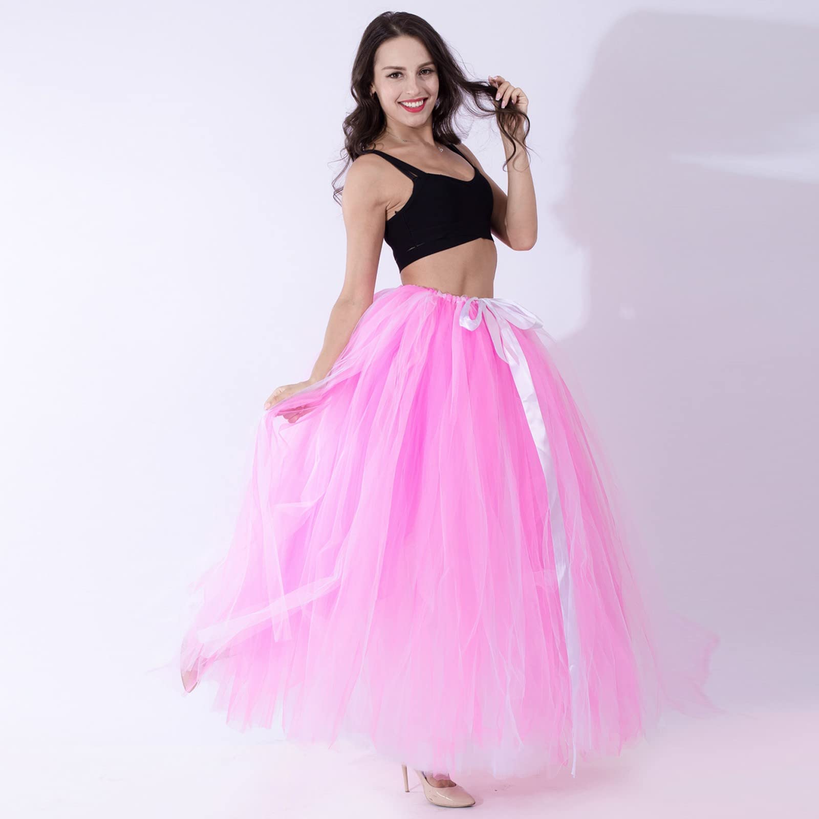 Tütü Damen Erwachsene Tüllrock Rock Handgemachter Performance Fransenrock Petticoat Kurz Tutu Pink Tanzkleid Mädchen Tanzkleider Ballett Kostüm Unterrock Tüll Große Größen Lang Mittelalter Mit