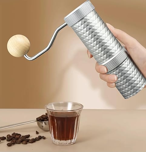Miniatura 6 de EZLucky Molinillo de café manual  Molinillo de rebabas de acero inoxidable CNC de precisión con ajustes ajustables, rodamientos dobles para una