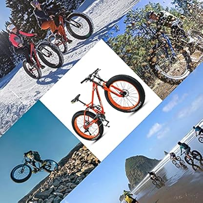 YQCXG Mountainbikes, Fatbike für Männer und Frauen, 26-Zoll-Räder, 4 Zoll breite Stollenreifen, 7/21/24/27/30-Gang-Strand-Snow-Mountainbike, Doppelfederung und Doppelscheibenbremse, Blau – Bild 3