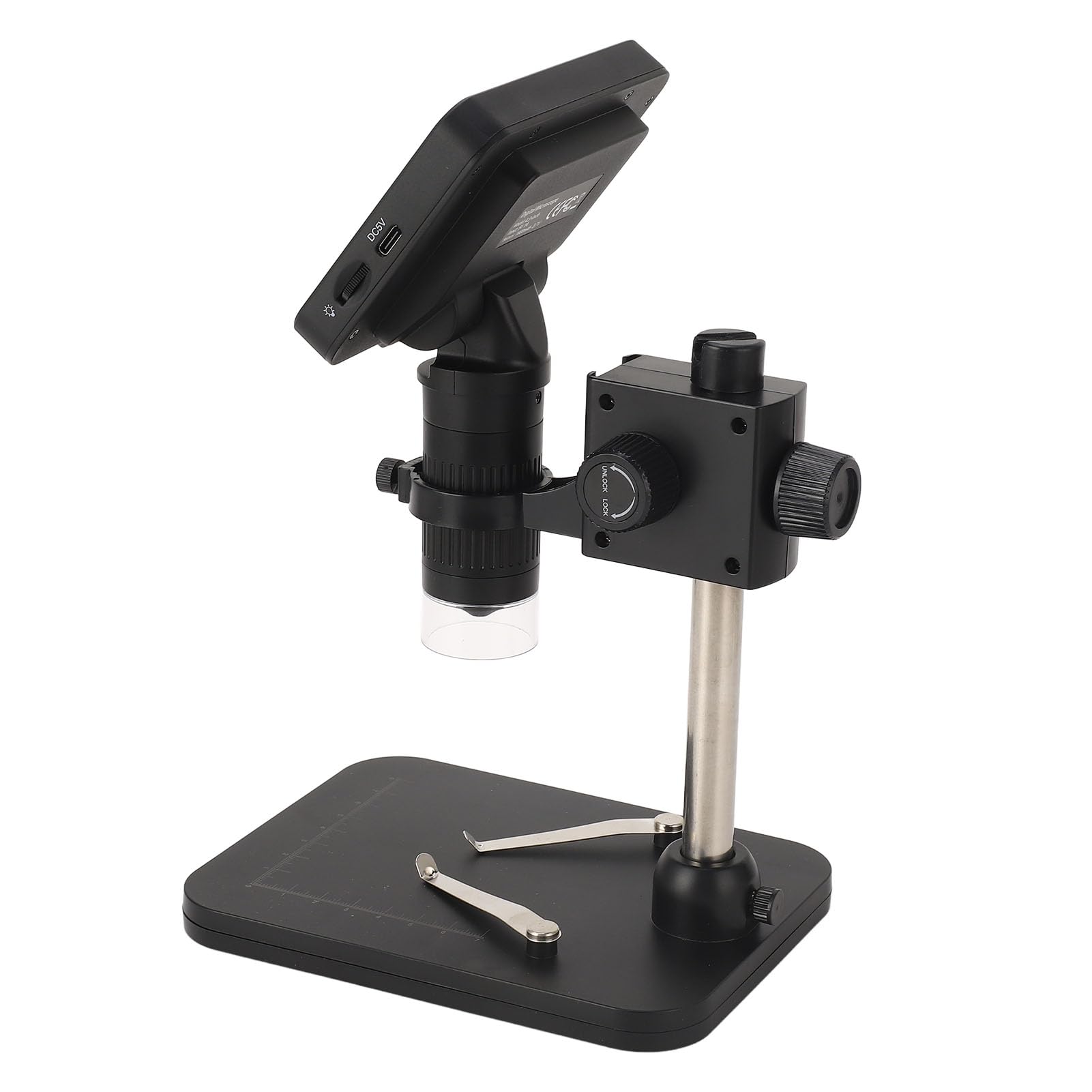 FTVOGUE Digitalmikroskop, ABS-USB-Digitalmikroskop mit 4,3-Zoll-IPS-Bildschirm, 1000-facher Vergrößerung, 8 Einstellbaren LEDs, Foto-Videoaufzeichnung für die Industrielle Inspektion von Münzen