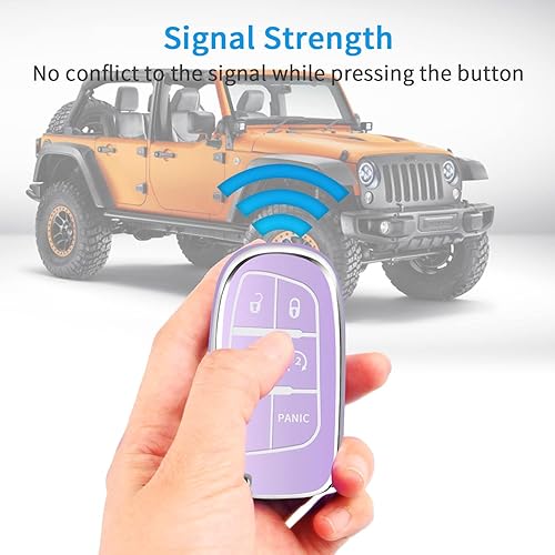 Miniatura 5 de QBUC Funda para llavero Jeep con llavero de TPU compatible con llave inteligente Grand Cherokee Renegade Compass