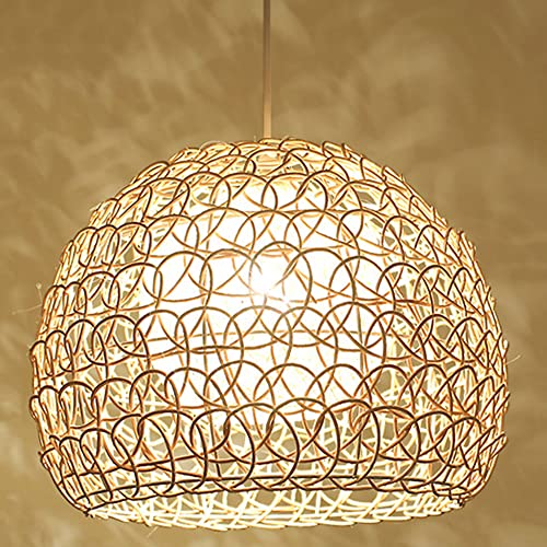 Chandelier bambou tissé suspension lanterne bohème pour salon