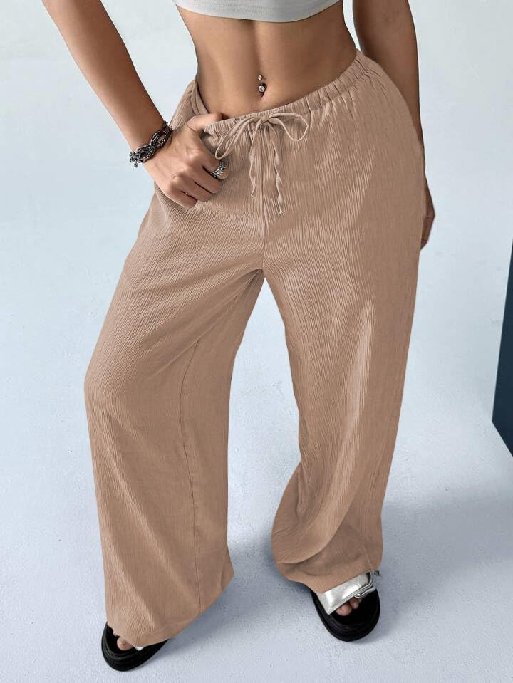 Image of GRECIILOOKS High Waist Trousers for Women - Flared Korean Style Formal Pants | Elegant Workwear for Office, College & Events (Available in Plus Size)