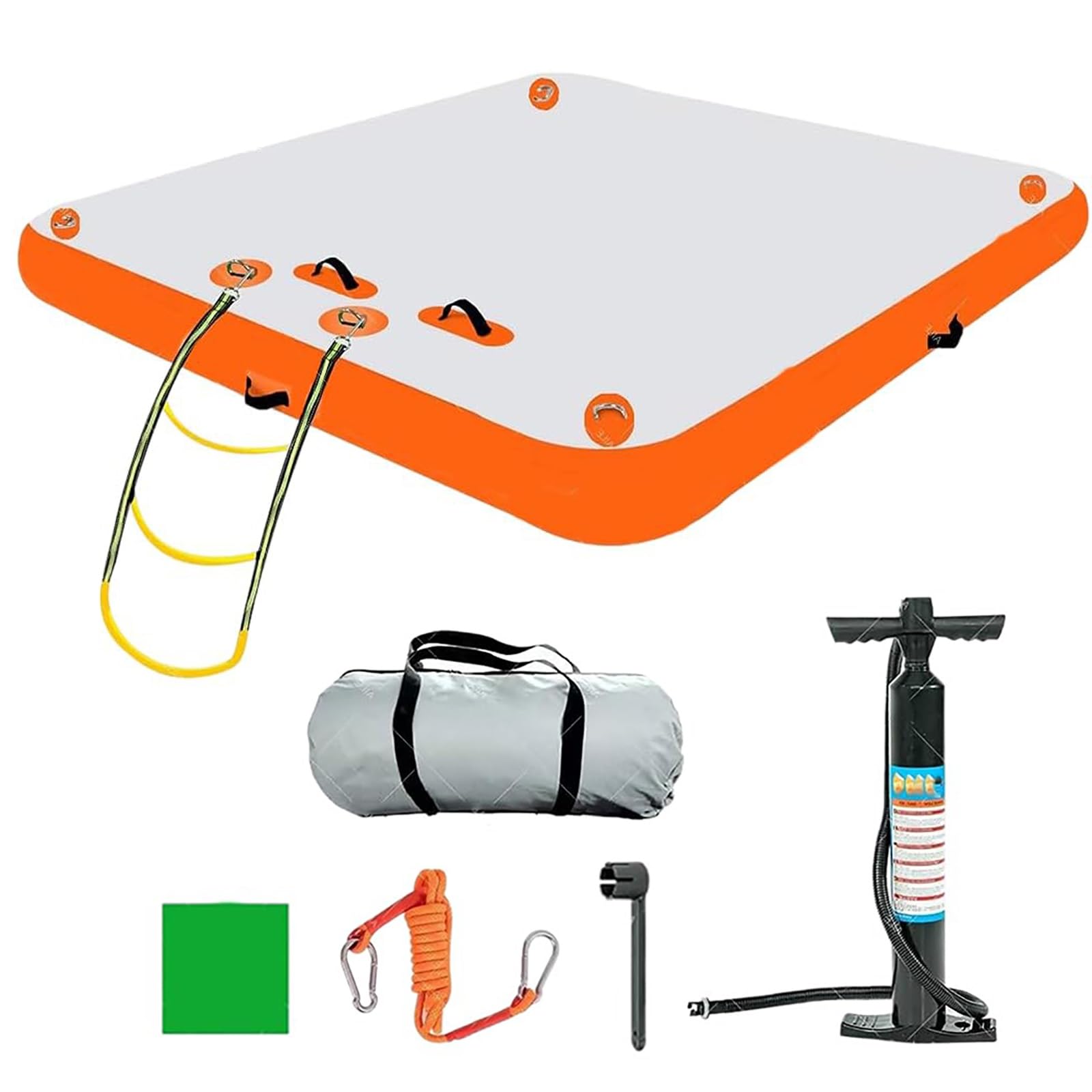 Piattaforma galleggiante gonfiabile, ampia zattera galleggiante ad isola con scala rimovibile, superficie antiscivolo, piattaforma dock con pompa ad aria, per piscina e spiaggia (D, 240 x 180 cm)