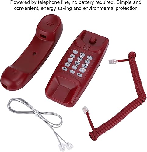 Miniatura 4 de Soporte de paredteléfono fijo, sin identificación de llamadas RJ45 (6P2C) Línea telefónica Teléfono con cable alimentado para el hogar (rojo)