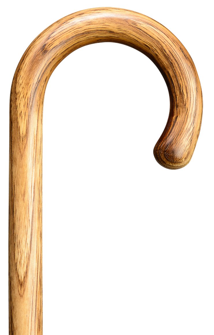Gehstock Wanderstock Hickory, Rundhakenstock in einem Stück gebogen, feinstes Hickory-Holz, geölt und handpoliert, 94 cm, inkl. Gummipuffer