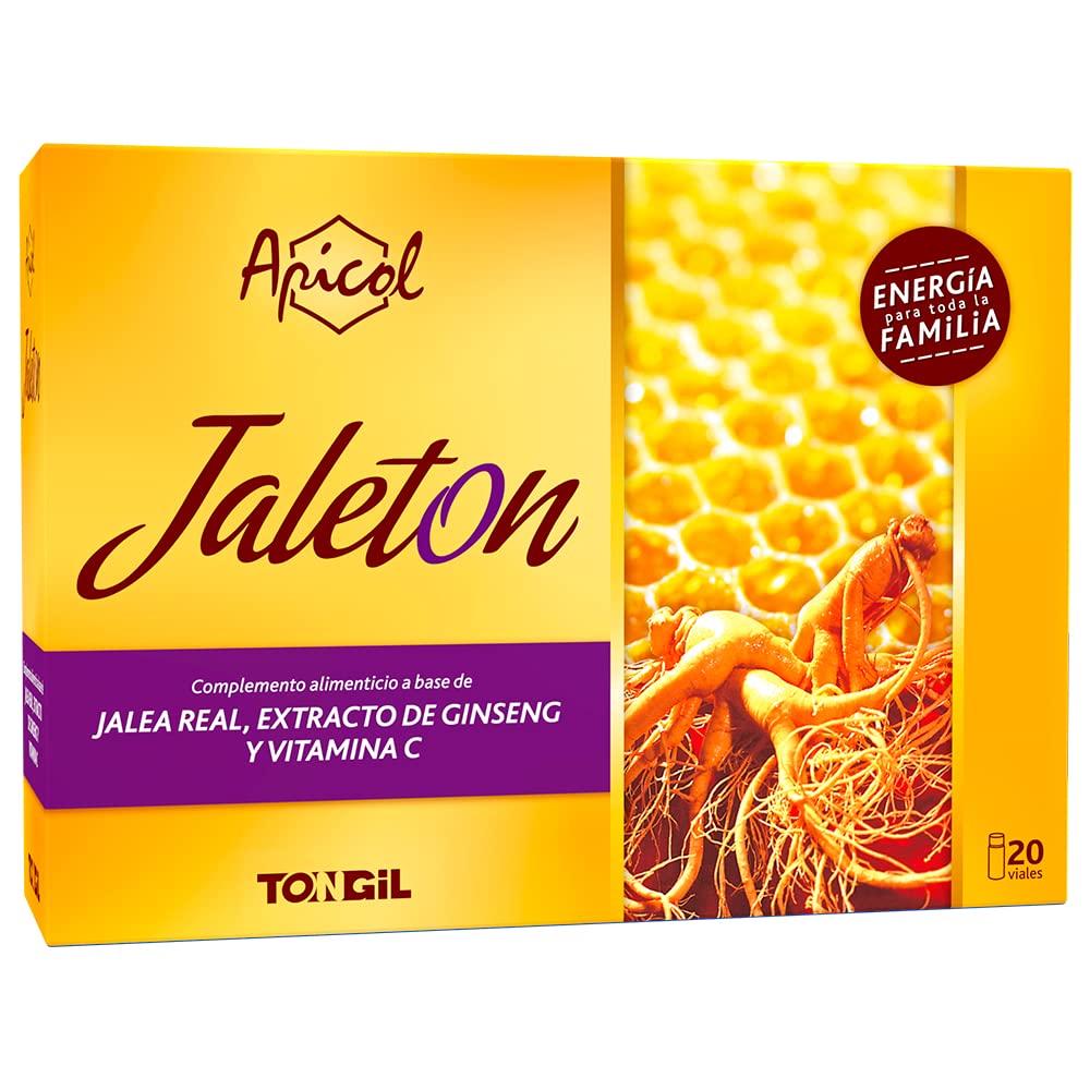 Jalea Real y Ginseng Apicol Jaleton | Energía Positiva con Jalea Real y 10-HDA | Extracto 5:1 de Raíz de Ginseng Coreano IL HWA | Vitamina C Incorporada | Contiene 20 Ampollas | TONGIL
