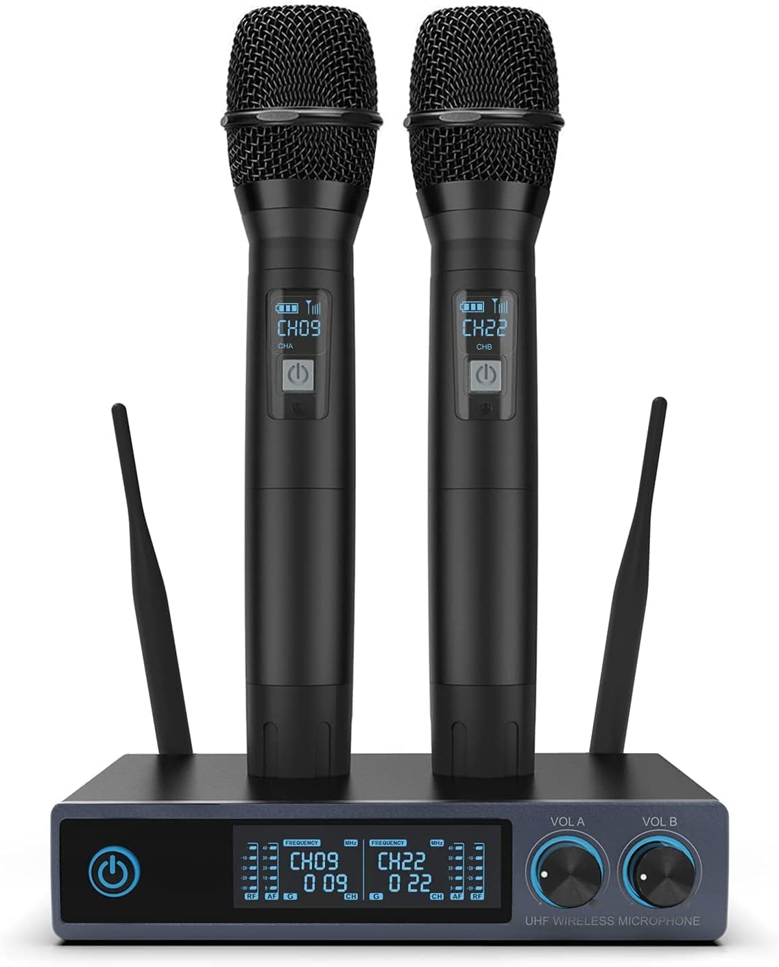 PERWHY UHF Wireless Microphone, Metal Professional Dual Channel