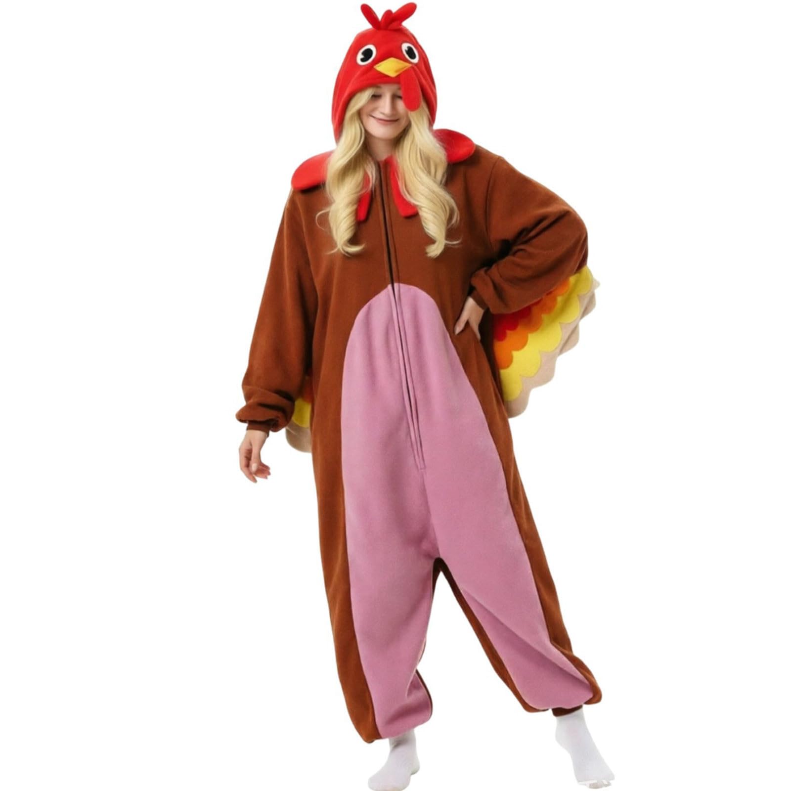Halloween Einteiler Schlafanzug Damen Warm Pyjama Truthahn Nachtwäsche