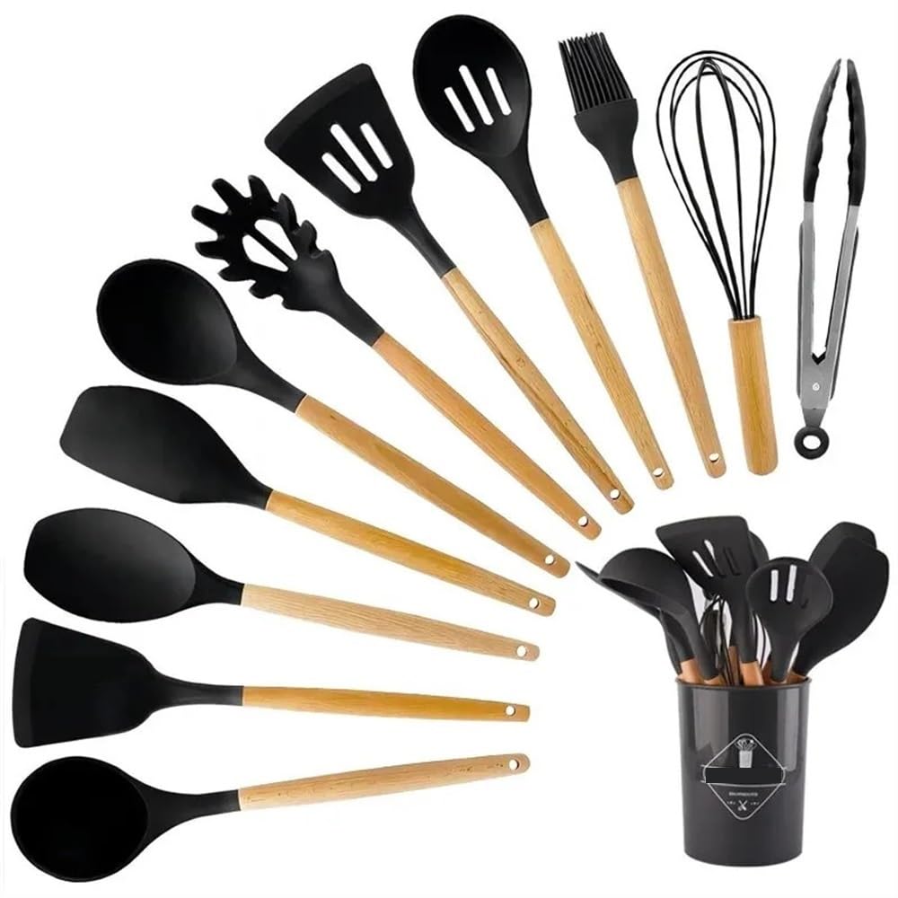 Set di utensili da cucina in silicone, 12 pezzi, antiaderenti, resistenti al calore, utensili da cucina, utensili da cucina